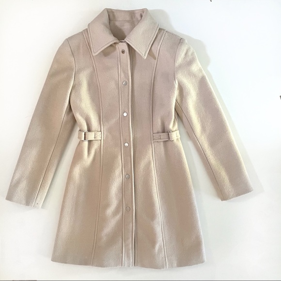 Vintage Burberry Cream Wool Coat Size US 2